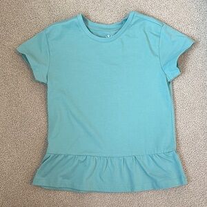 Primary Aqua Blue Short Sleeve Peplum Tee